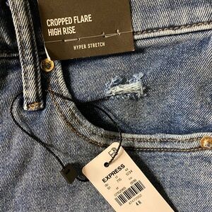 Express Women's Blue High Rise Flare Jeans